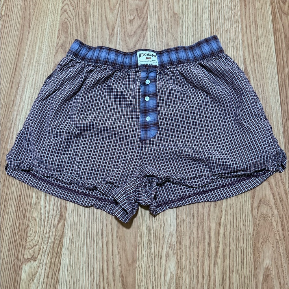 BDG Plaid Women’s Shorts — Blue and Brown
